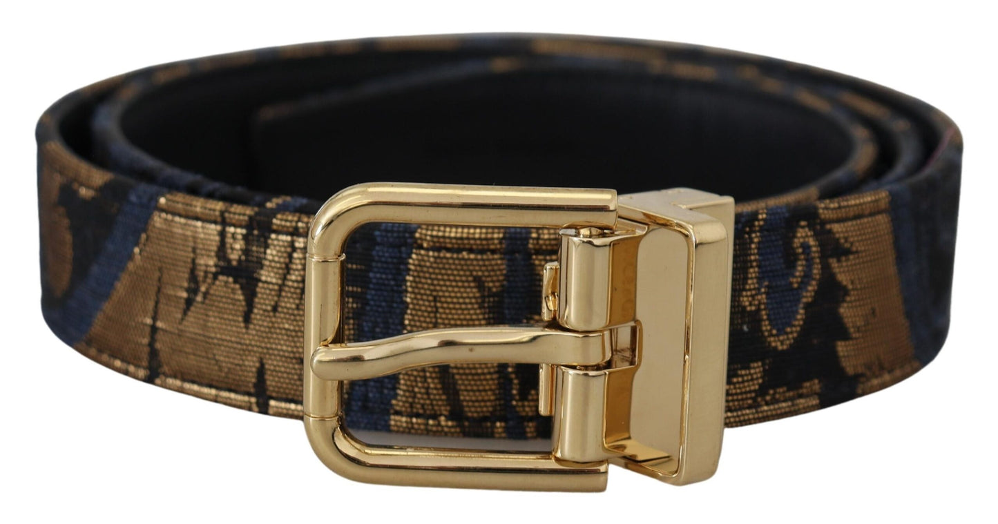 Multicolor Jacquard Leather Logo Buckle Belt