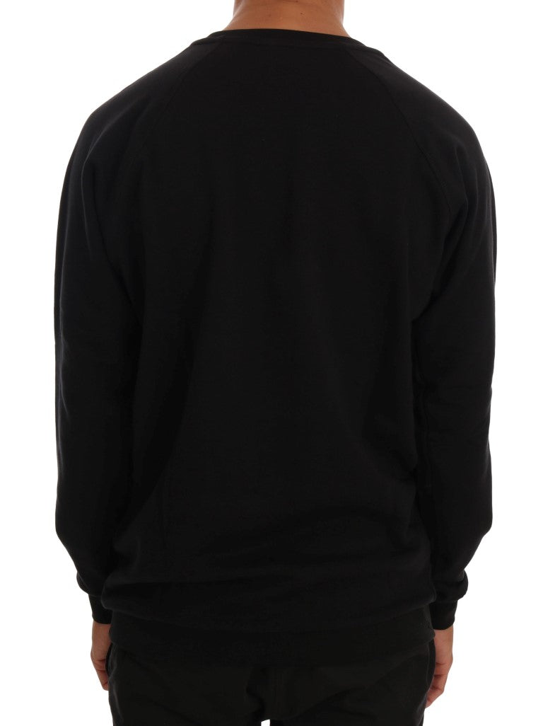 Elegant Black Cotton Crewneck Sweater