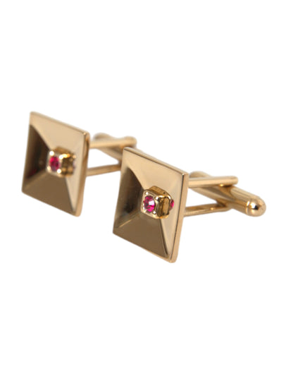 Gold Plated Brass Crystal Square Pin Cufflinks