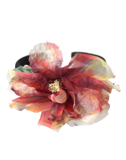 Rose Pink Silk Floral Black Tiara Women Hairband Diadem