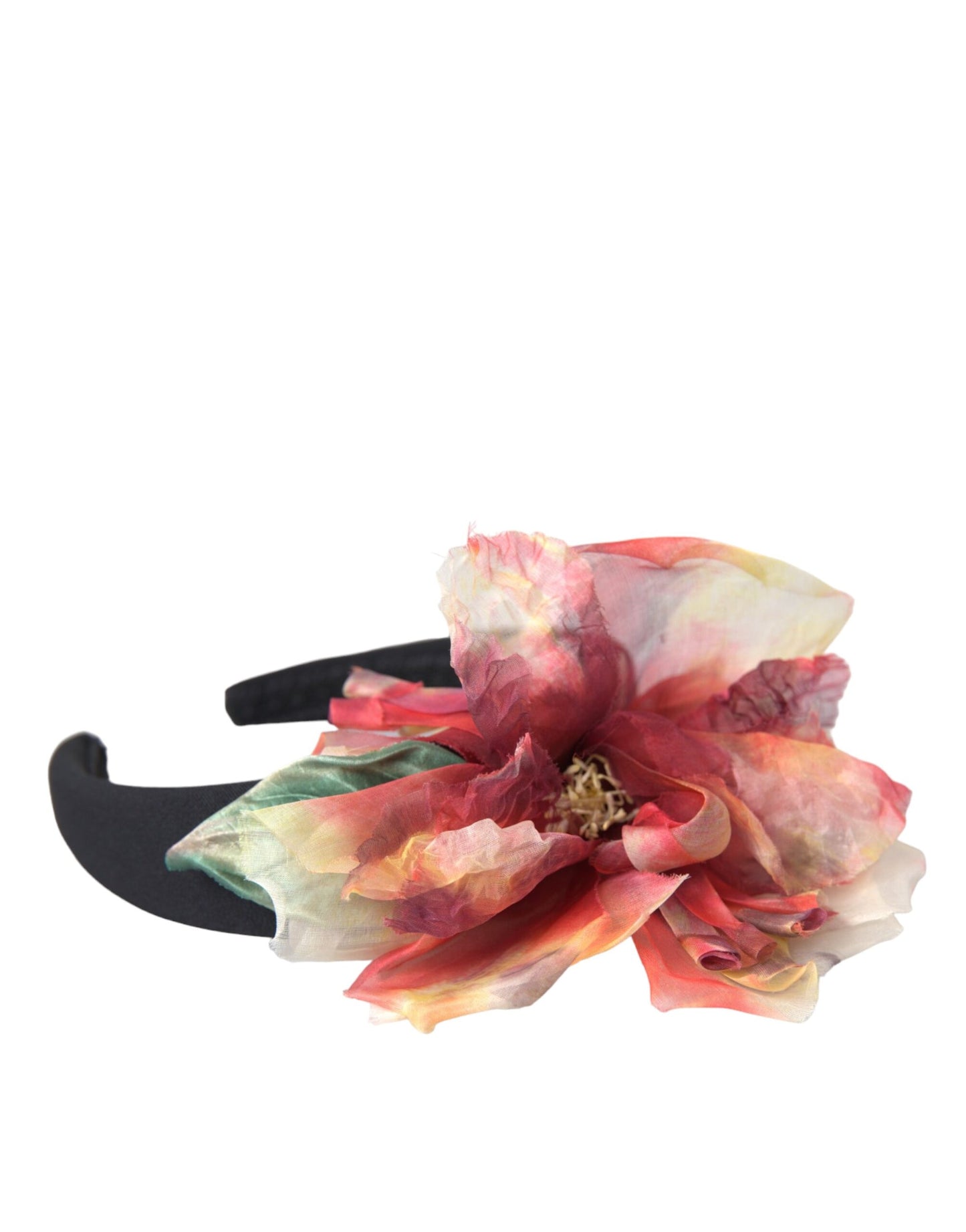 Rose Pink Silk Floral Black Tiara Women Hairband Diadem