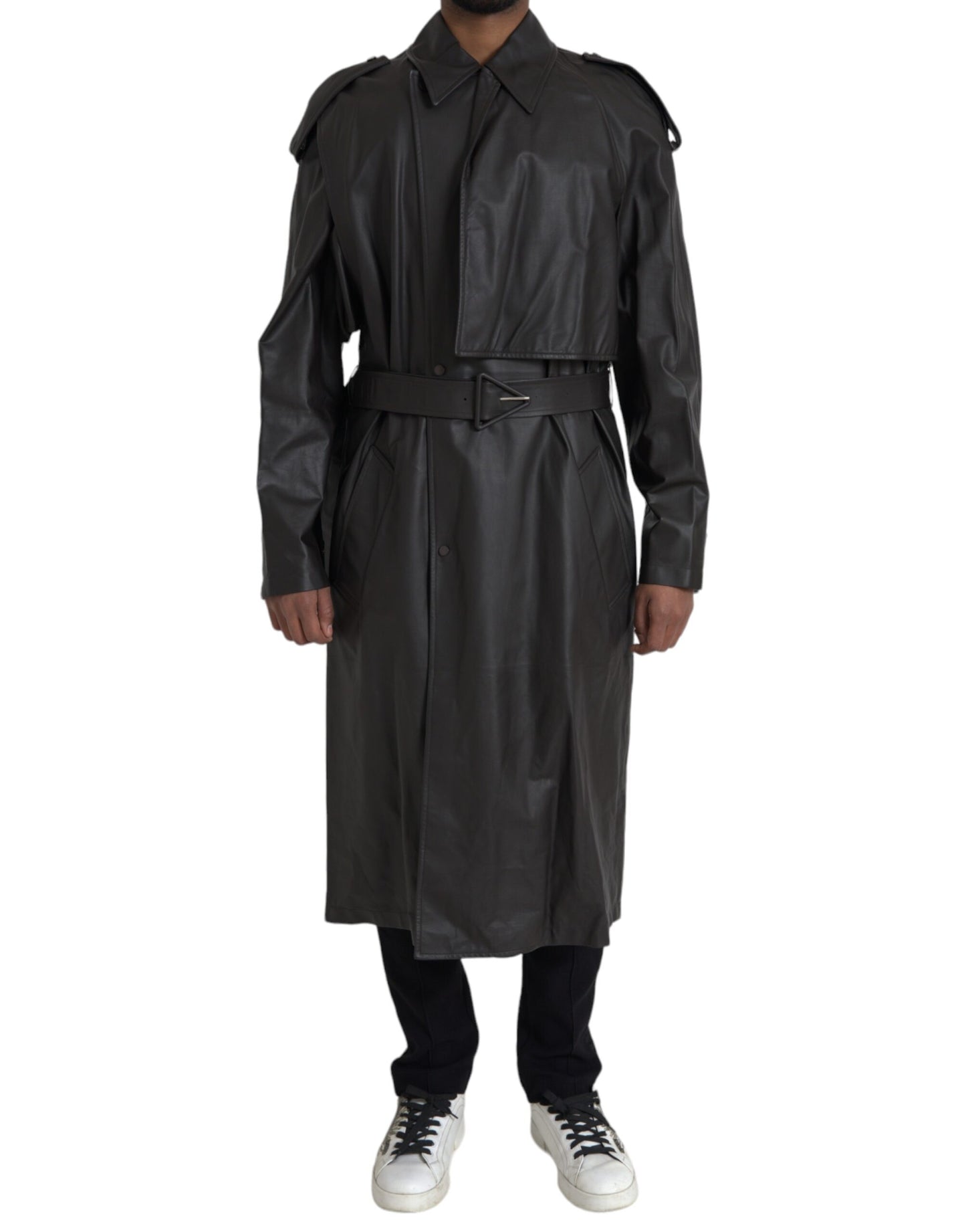 Black Matte Waterproof Leather Coat Jacket