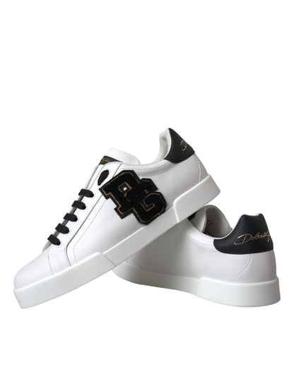 White Leather DG Logo Casual Low Top Sneakers Shoes