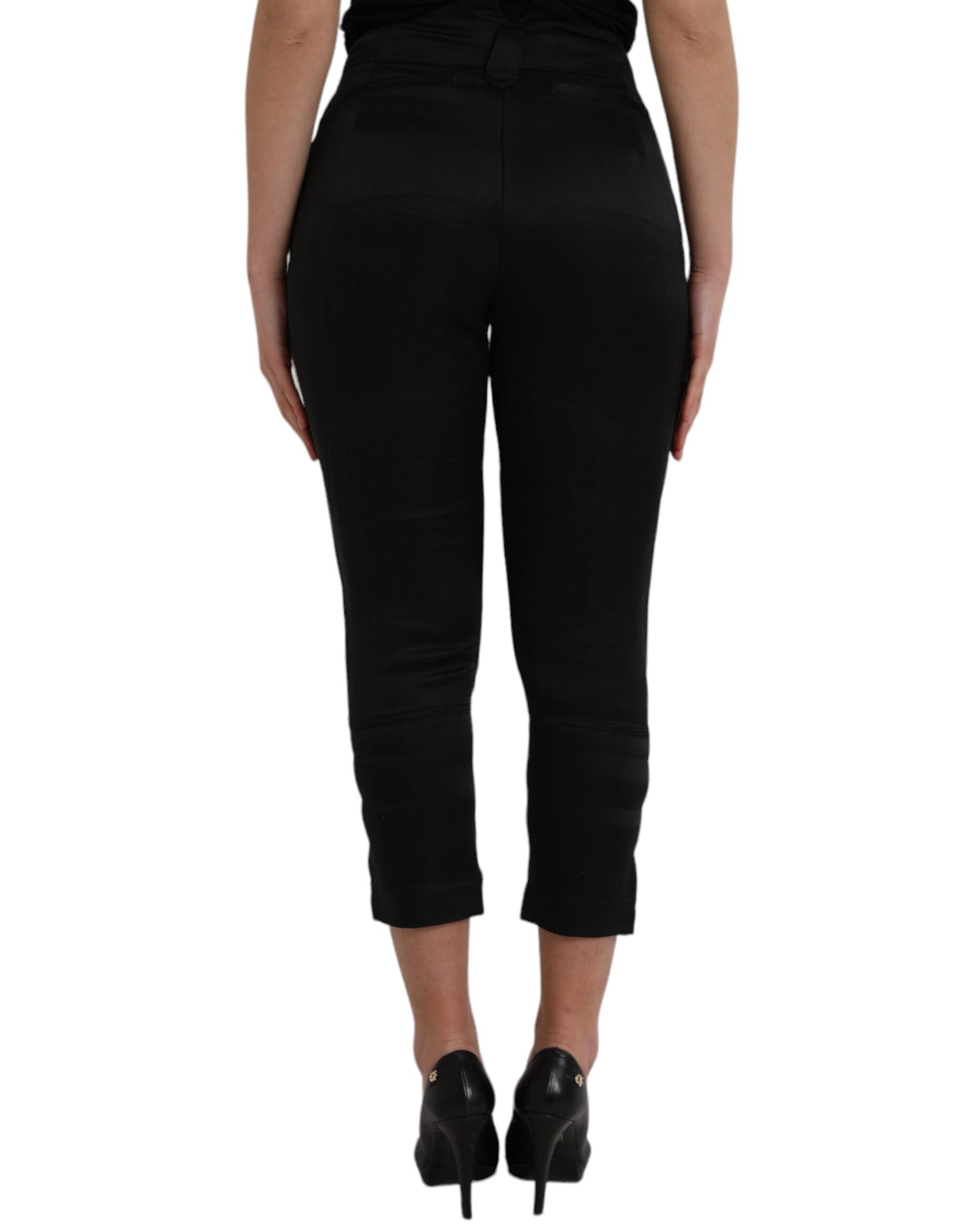 Black High Waist Capri Cropped Pants