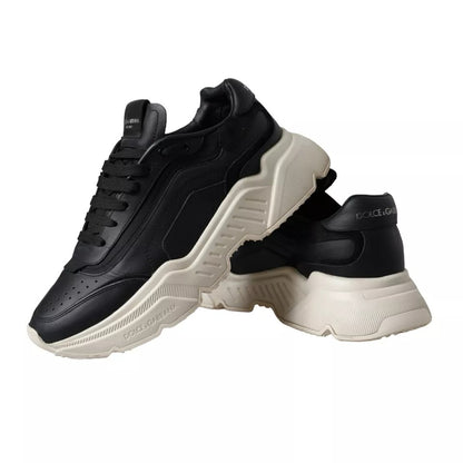 Black Leather DAYMASTER Mens Sneakers Shoes