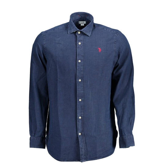 Blue Cotton Men Shirt