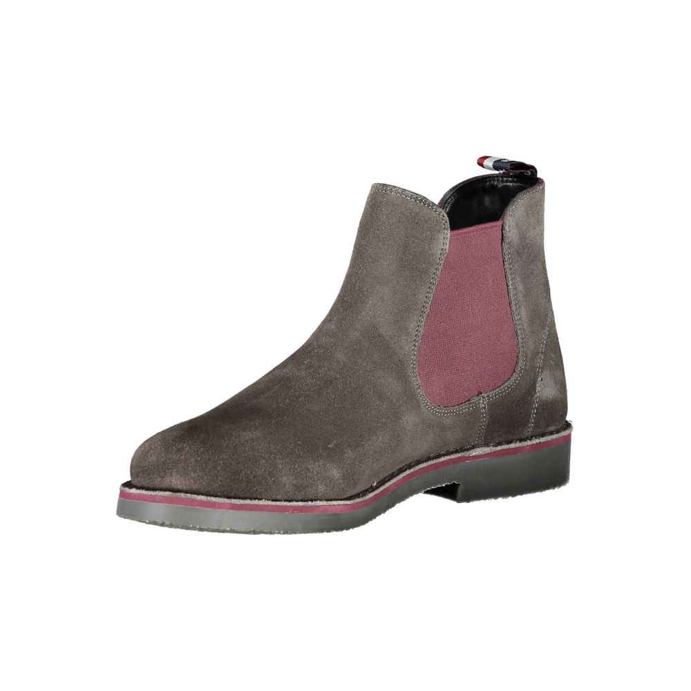 Gray Leather Men Boot