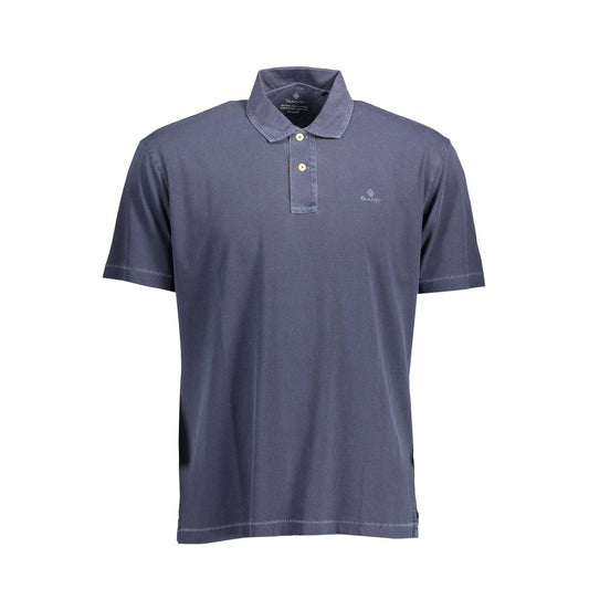 Blue Cotton Men Polo Shirt