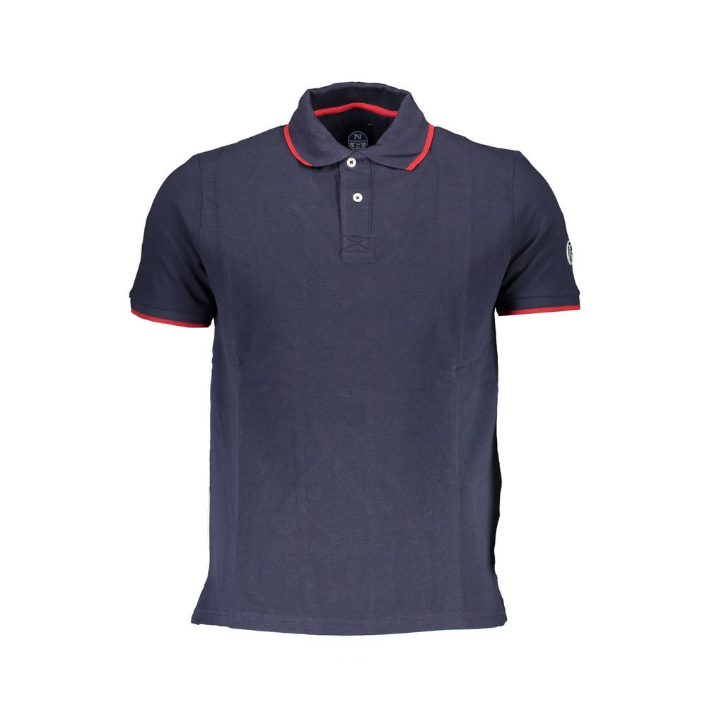 Blue Cotton Men Polo Shirt