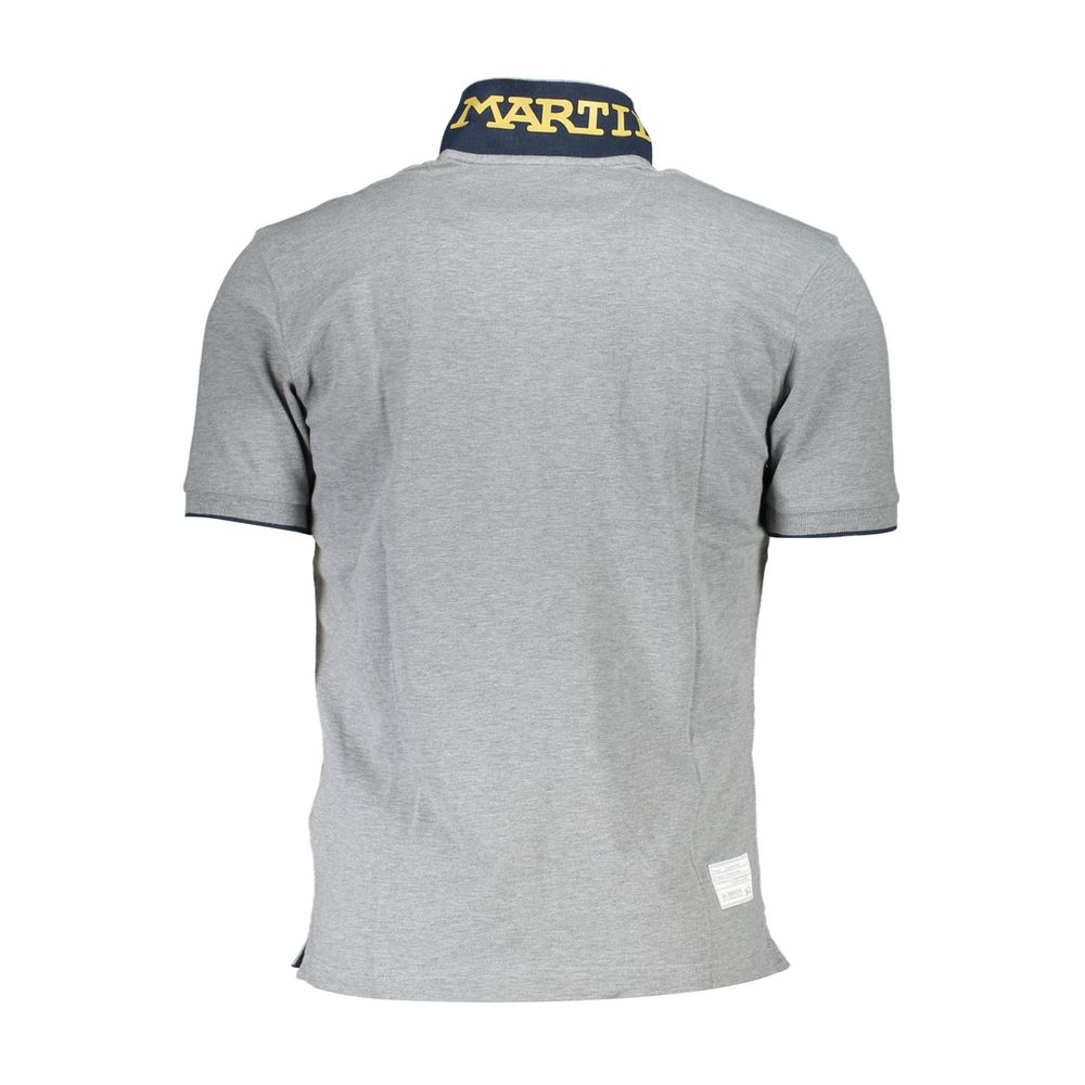 Gray Cotton Men Polo Shirt