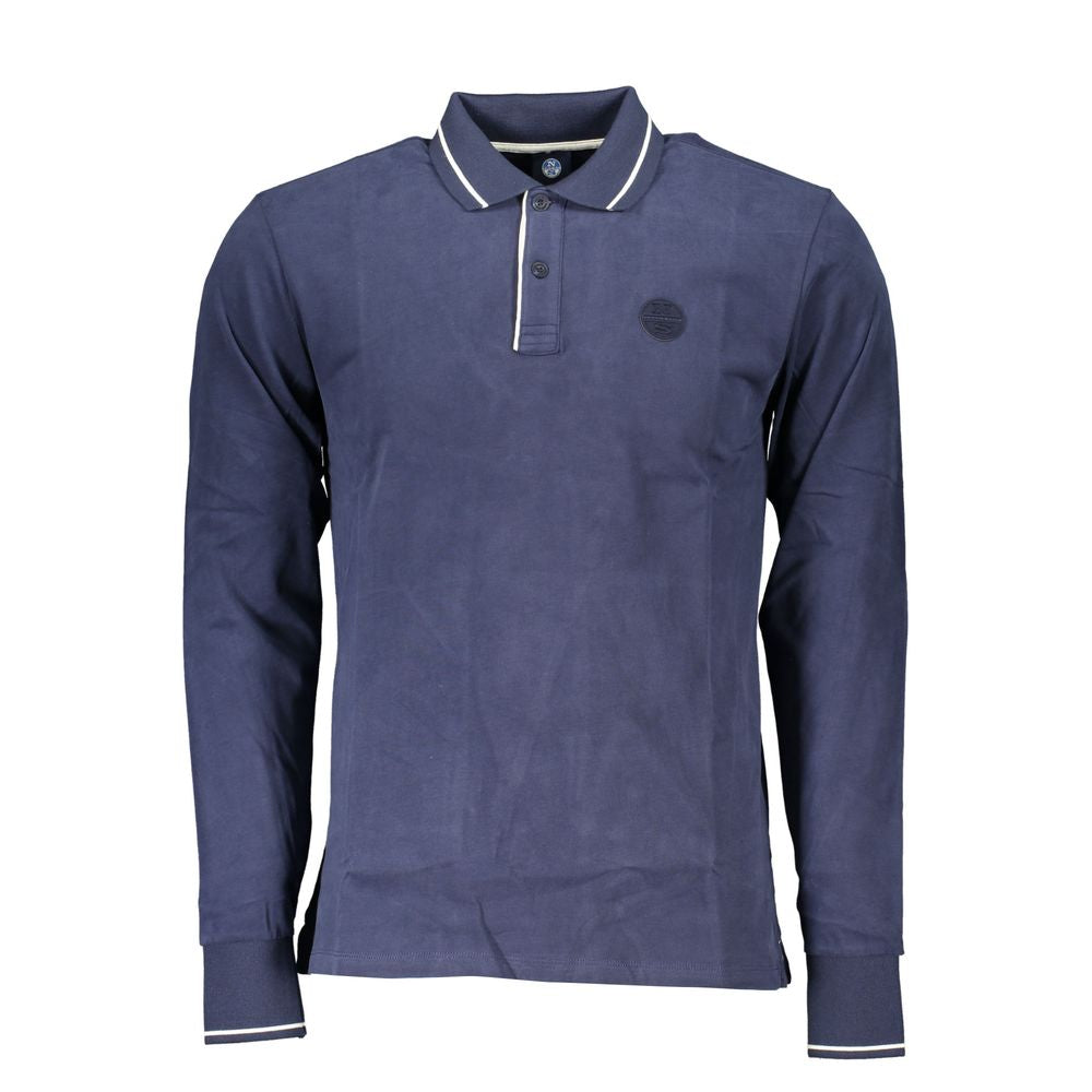 Blue Cotton Men Polo Shirt