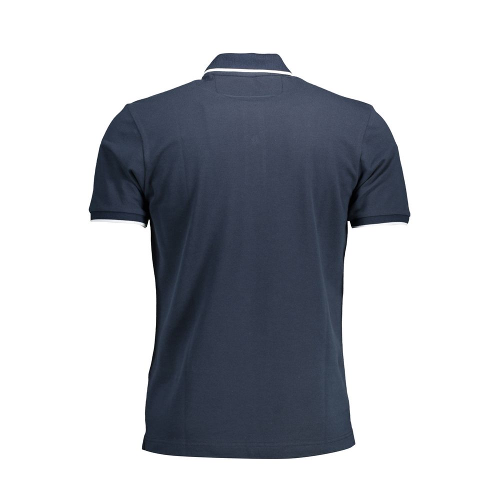 Blue Cotton Men Polo