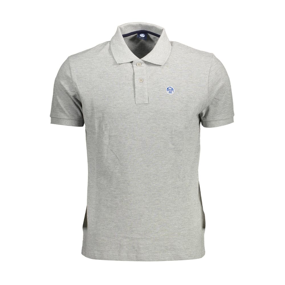 Gray Cotton Men Polo Shirt