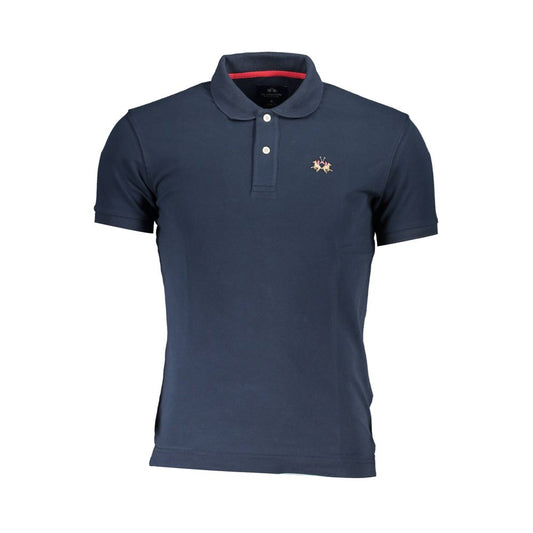 Blue Cotton Men Polo Shirt