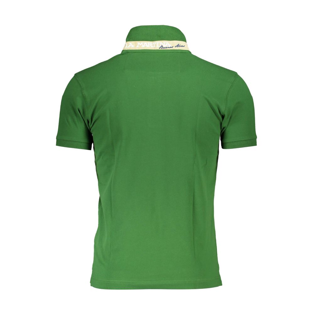 Green Cotton Men Polo Shirt