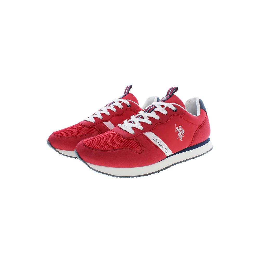 Red Polyester Men Sneaker