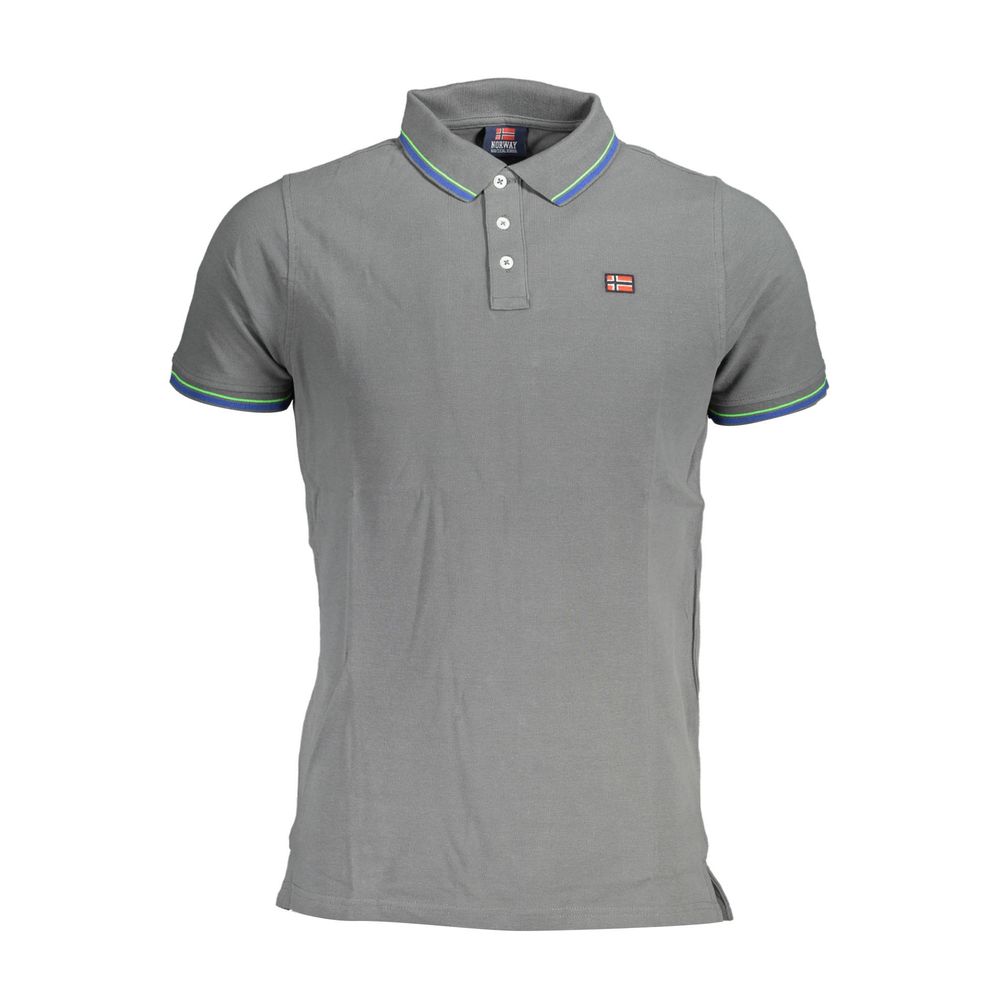 Gray Cotton Men Polo Shirt