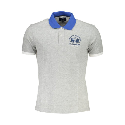 Gray Cotton Men Polo Shirt