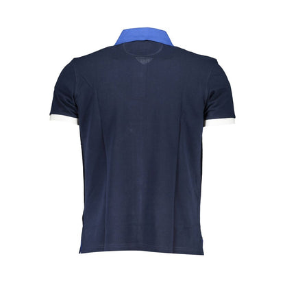 Blue Cotton Men Polo Shirt