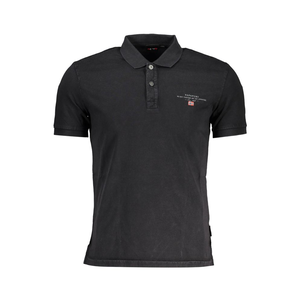 Black Cotton Men Polo Shirt