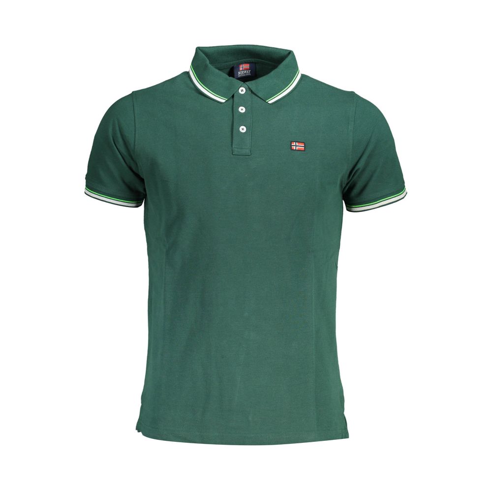 Green Cotton Men Polo Shirt