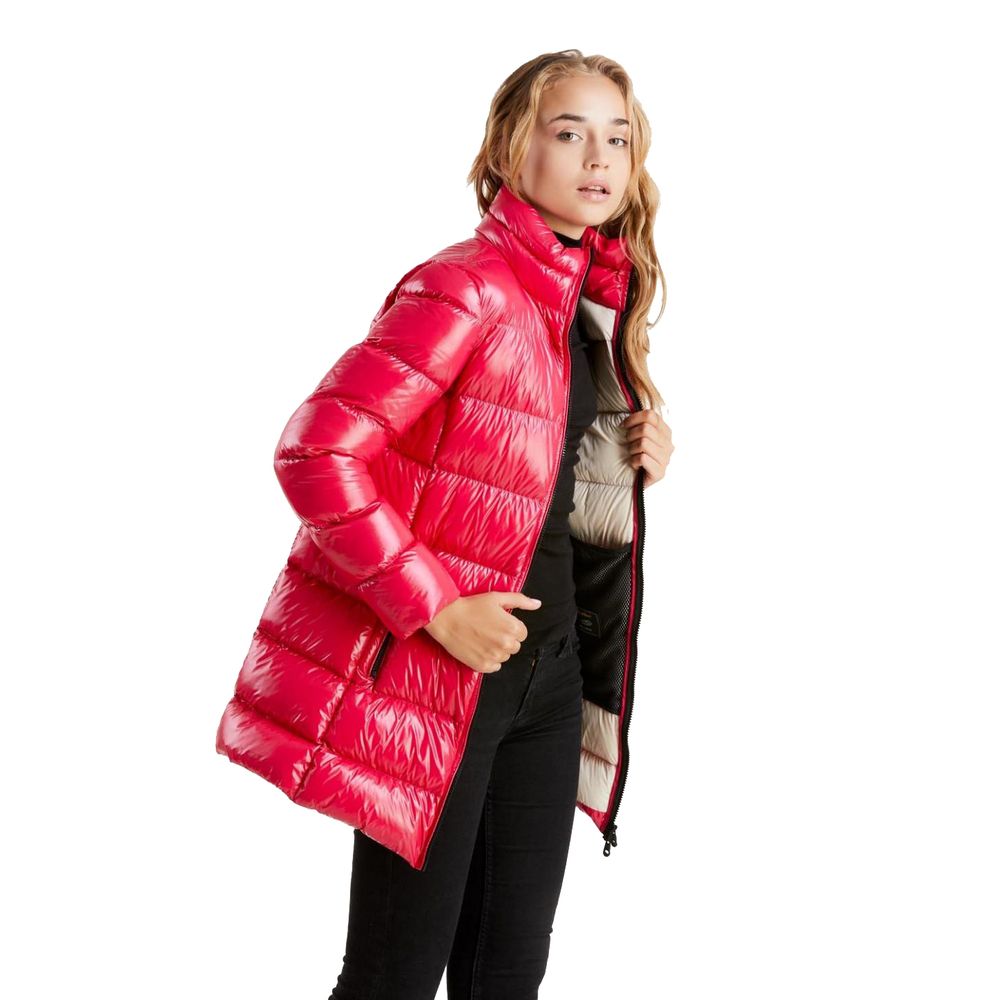 Fuchsia Shimmer Long Down Jacket