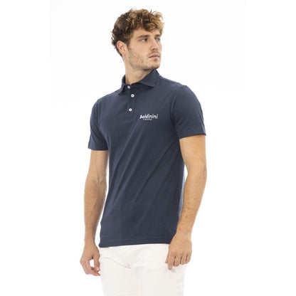 Blue Cotton Men Polo Shirt