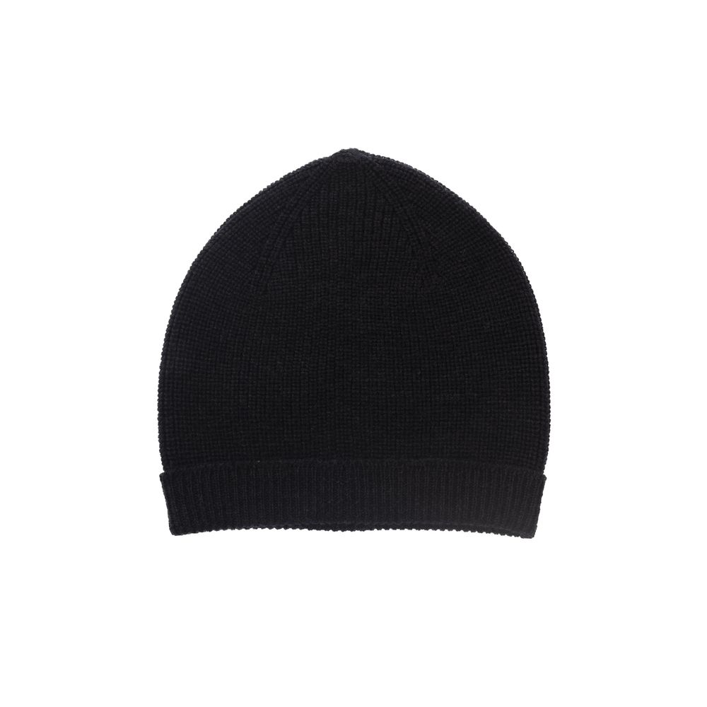 Black Merino Wool Men's Hat