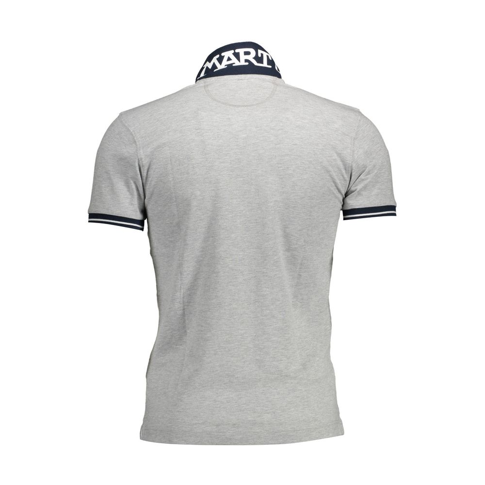 Gray Cotton Men Polo Shirt