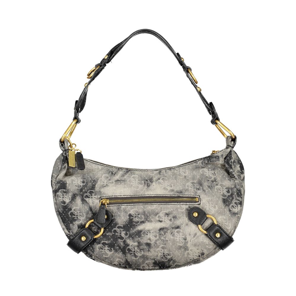 Grey and Black Polyester Handbag