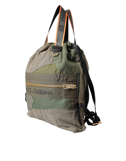 Military Green Patchwork Rucksack Backpack Bag