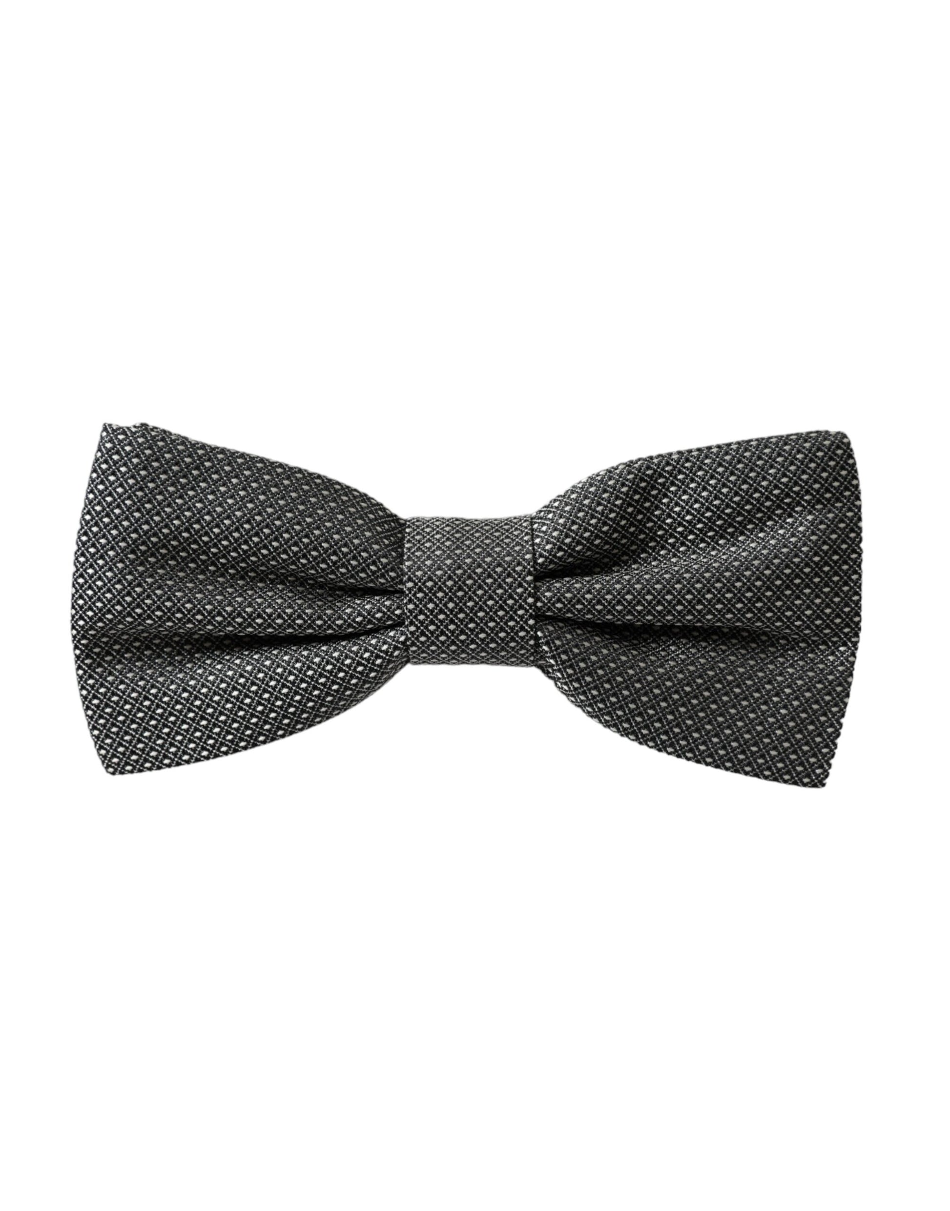 Gray Silk Patterned Adjustable Neck Men Papillon Bow Tie