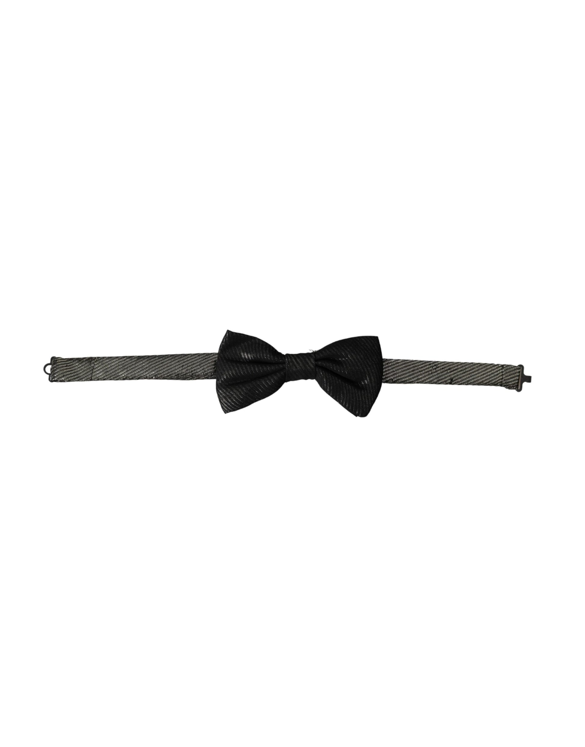 Black Fantasy Silk Adjustable Neck Men Bow Tie