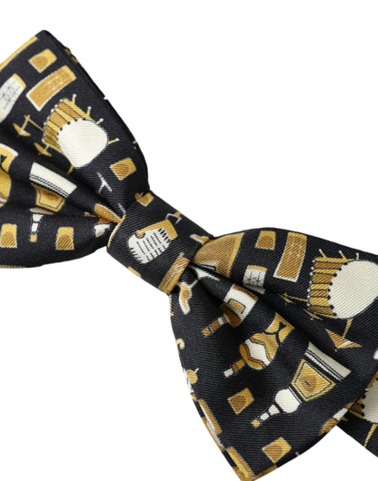 Black Silk Cocktail Adjustable Neck Men Bow Tie