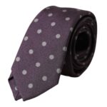 Purple 100% Silk Polka Dot Adjustable Men Tie