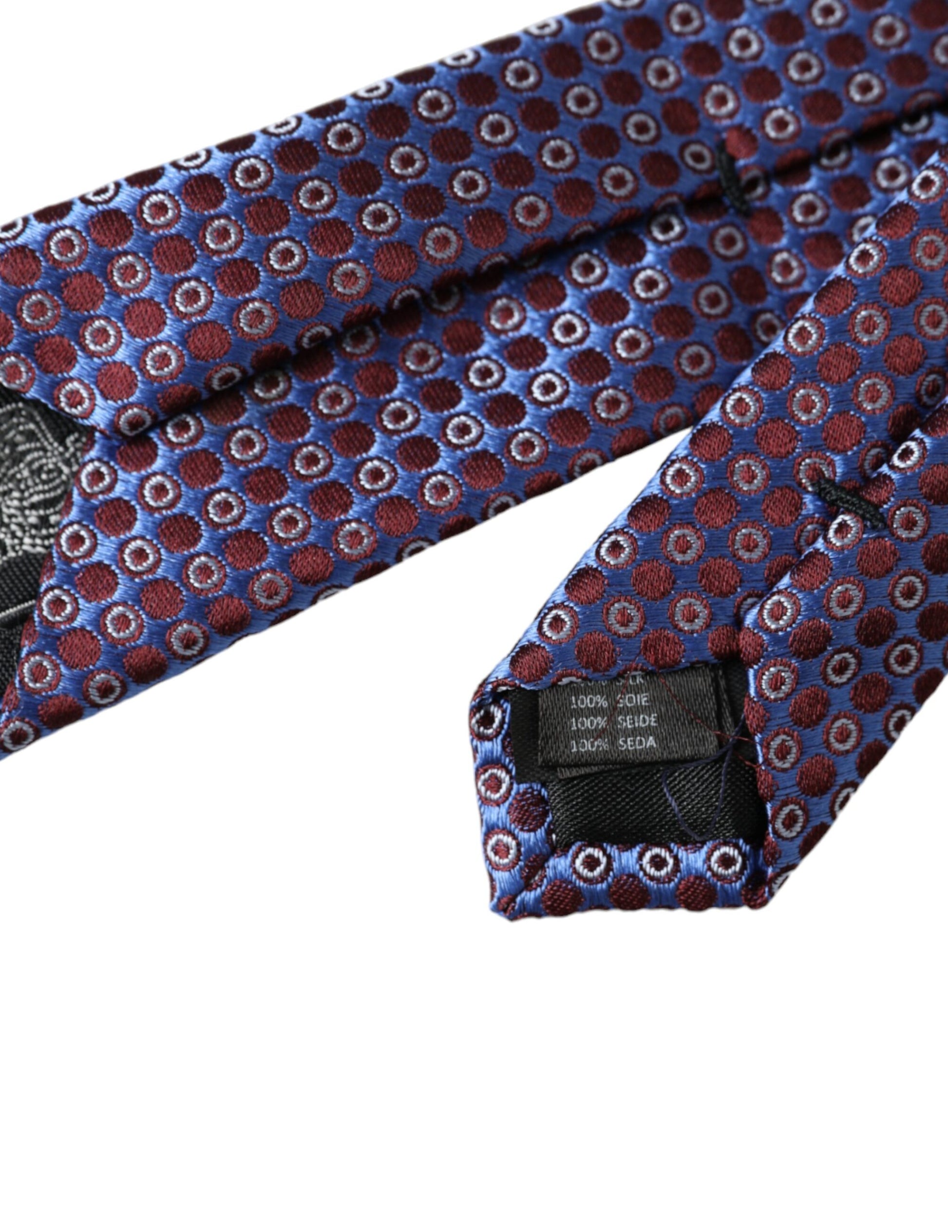 Blue Purple Patterned Silk Adjustable Men Tie