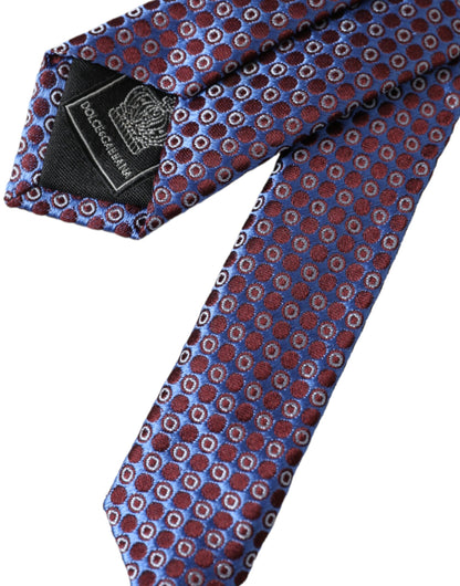 Blue Purple Patterned Silk Adjustable Men Tie