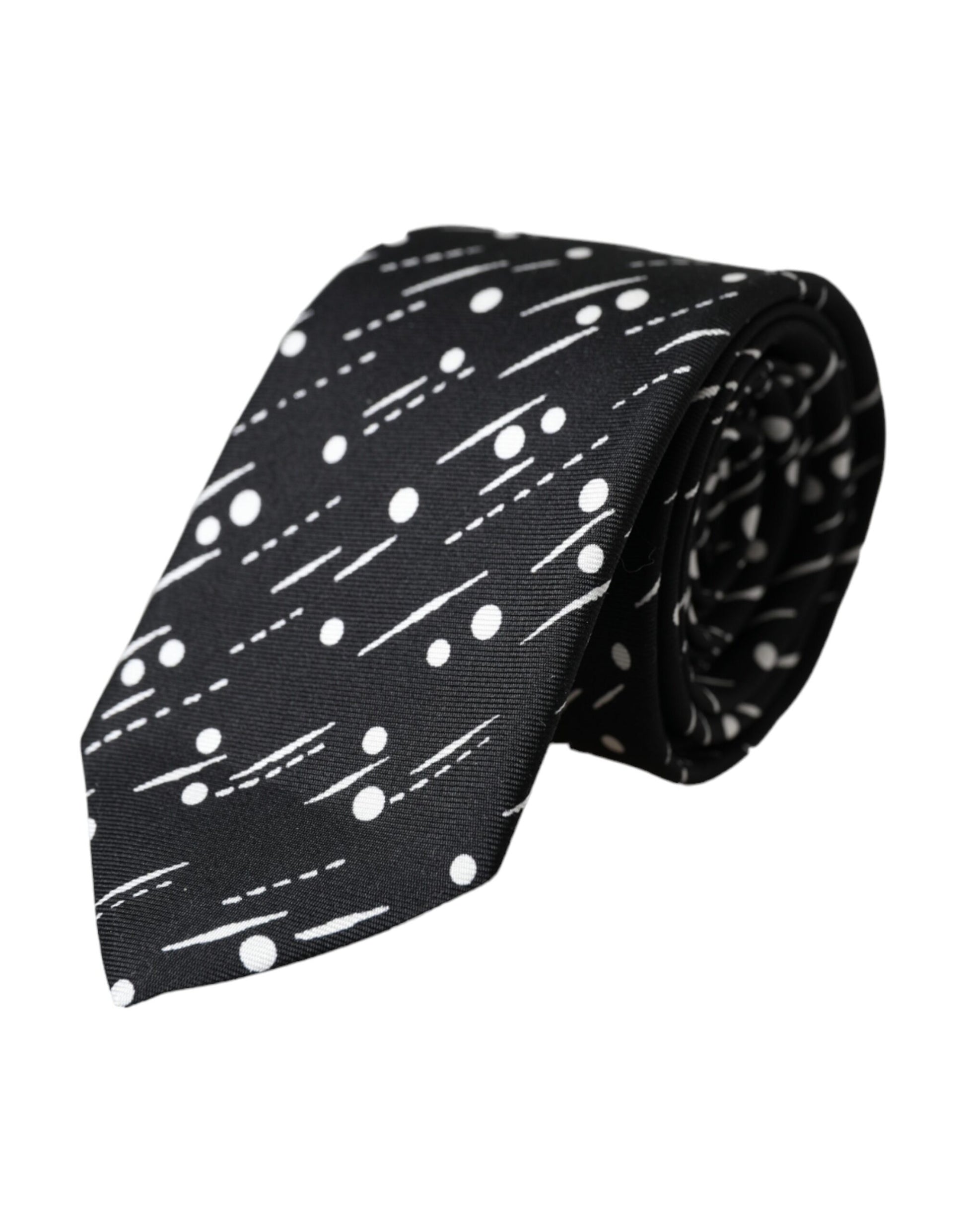 Black Dotted 100% Silk Adjustable Tie