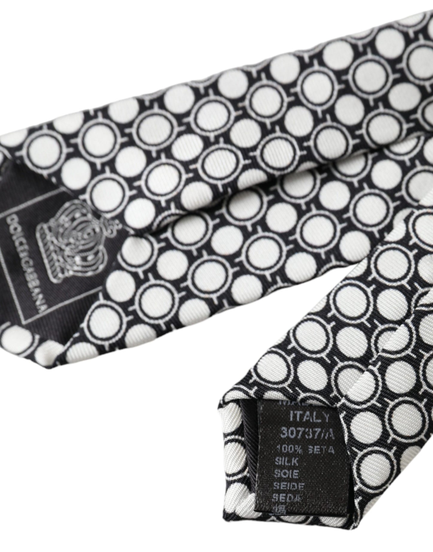 White Circles 100% Silk Adjustable Tie