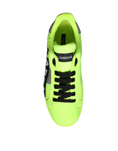 Neon Green Logo Tape Low Top Sneakers Shoes