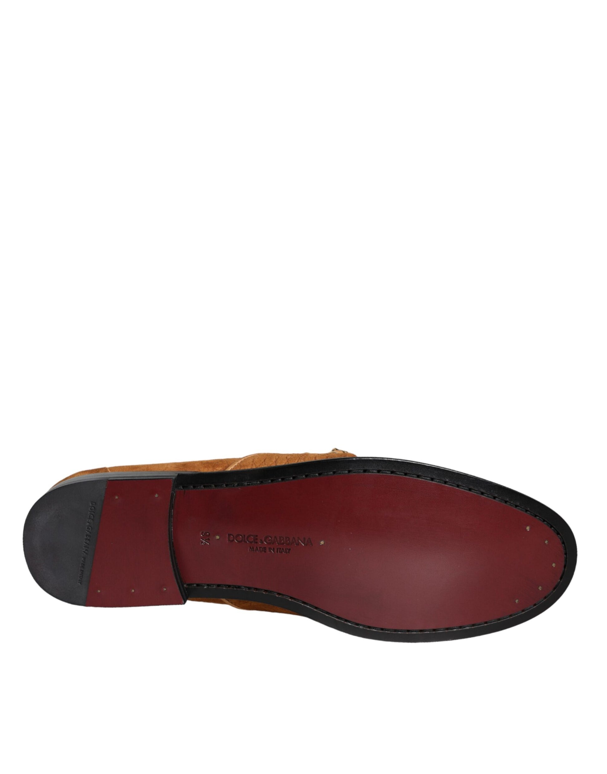 Brown Velvet Leather Logo Mocassin Slip On Shoes