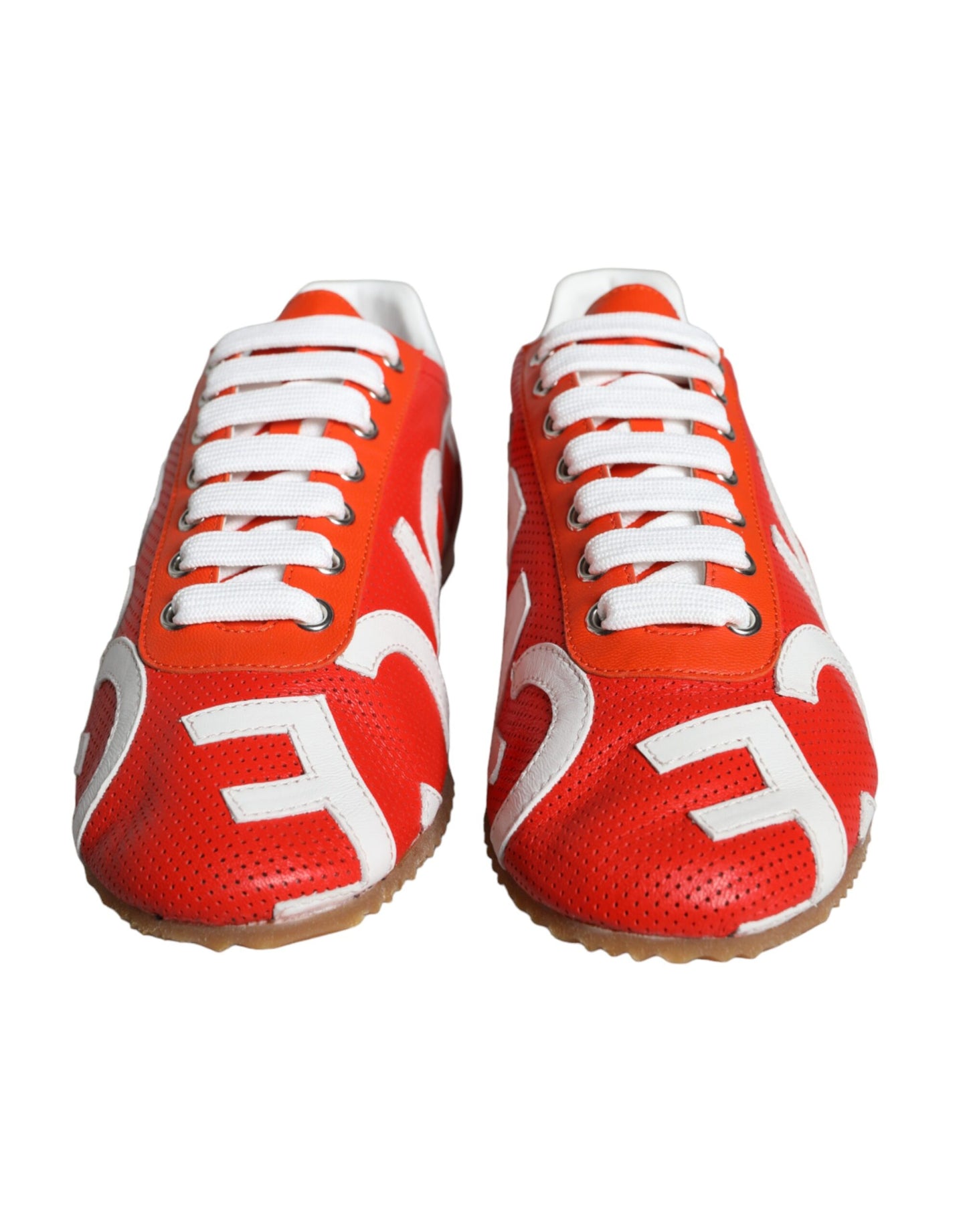 Red White Leather Logo Casual Sneakers Shoes