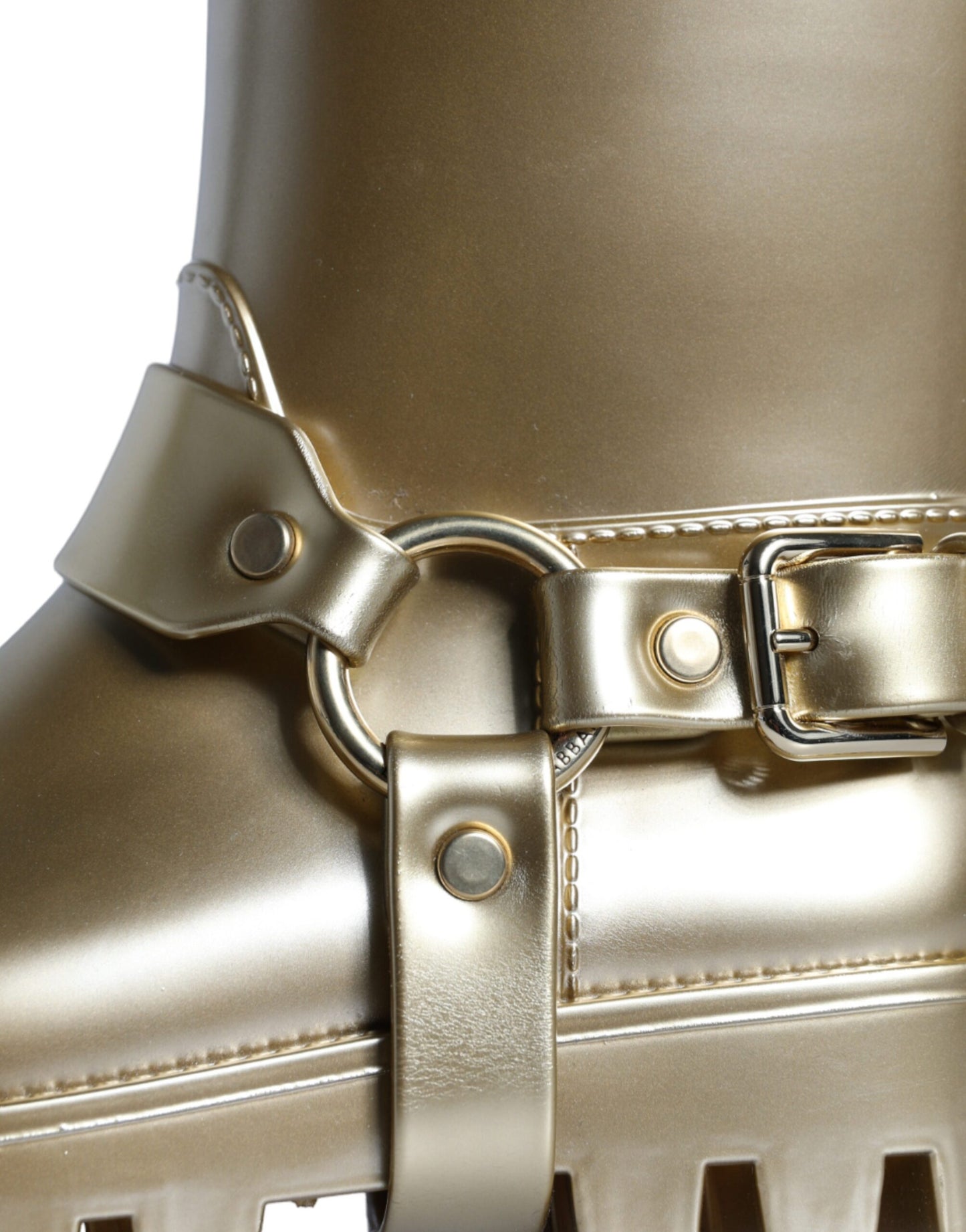 Metallic Gold Rubber PVC Rain Boots Shoes