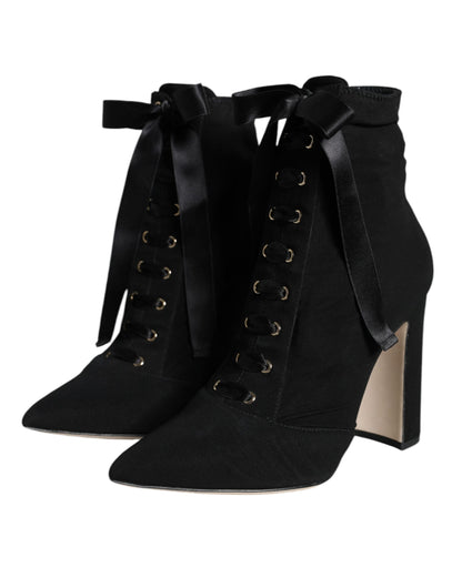 Black Jersey Stretch Ankle Booties Shoes