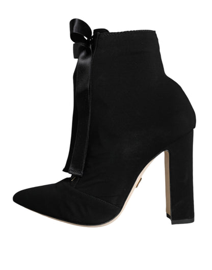 Black Jersey Stretch Ankle Booties Shoes