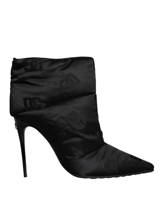 Black DG Logo Padded Heels Ankle Boots Shoes