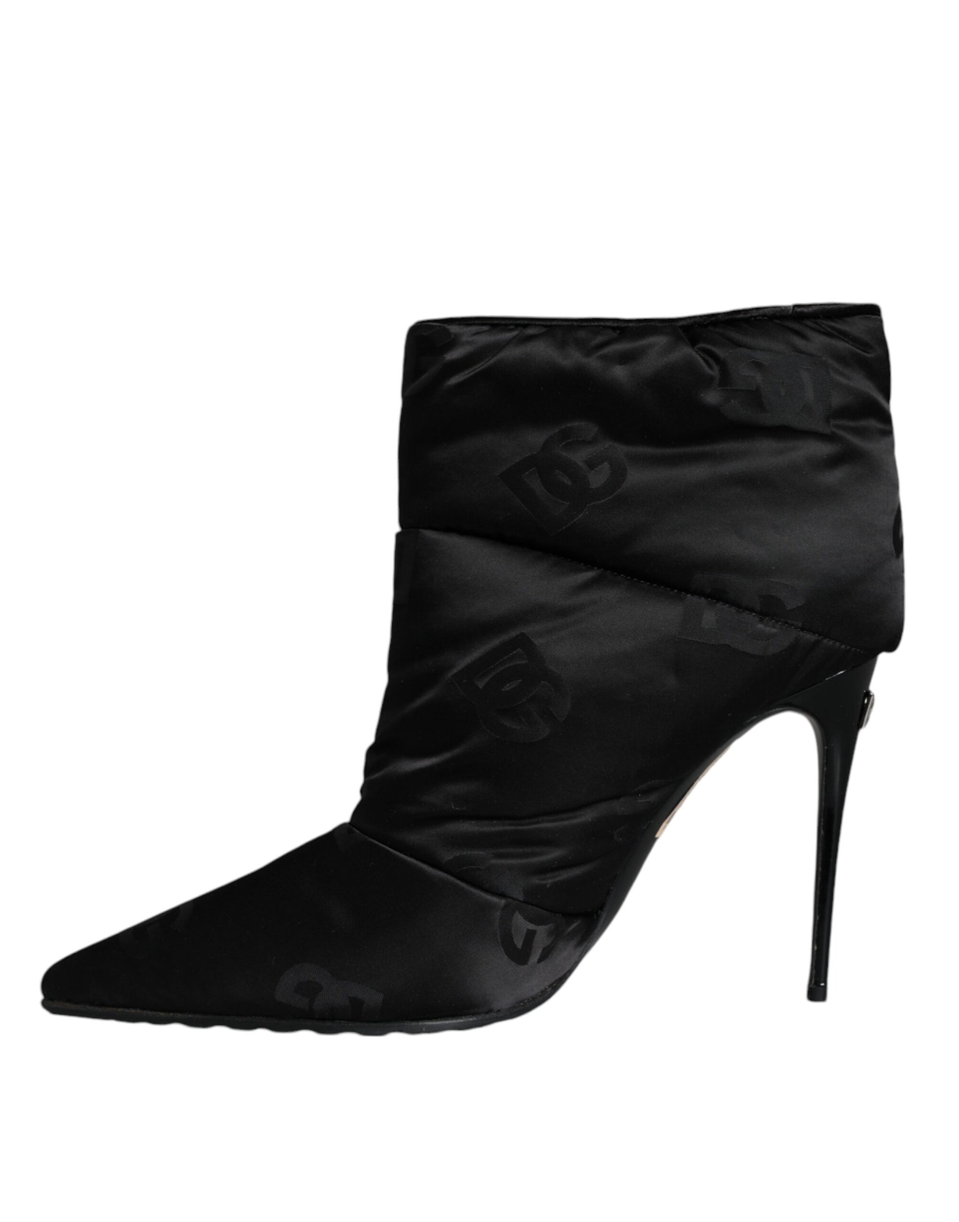 Black DG Logo Padded Heels Ankle Boots Shoes