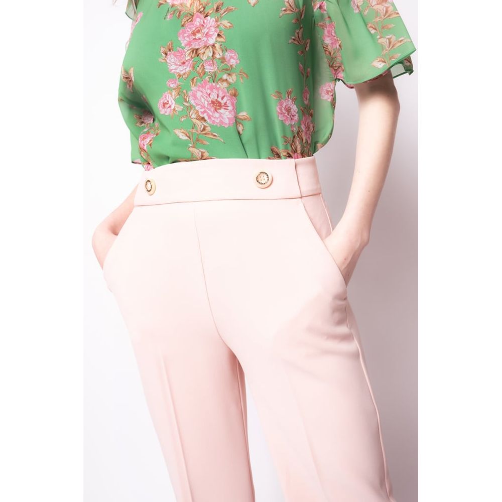 Pink Polyester Women Pant