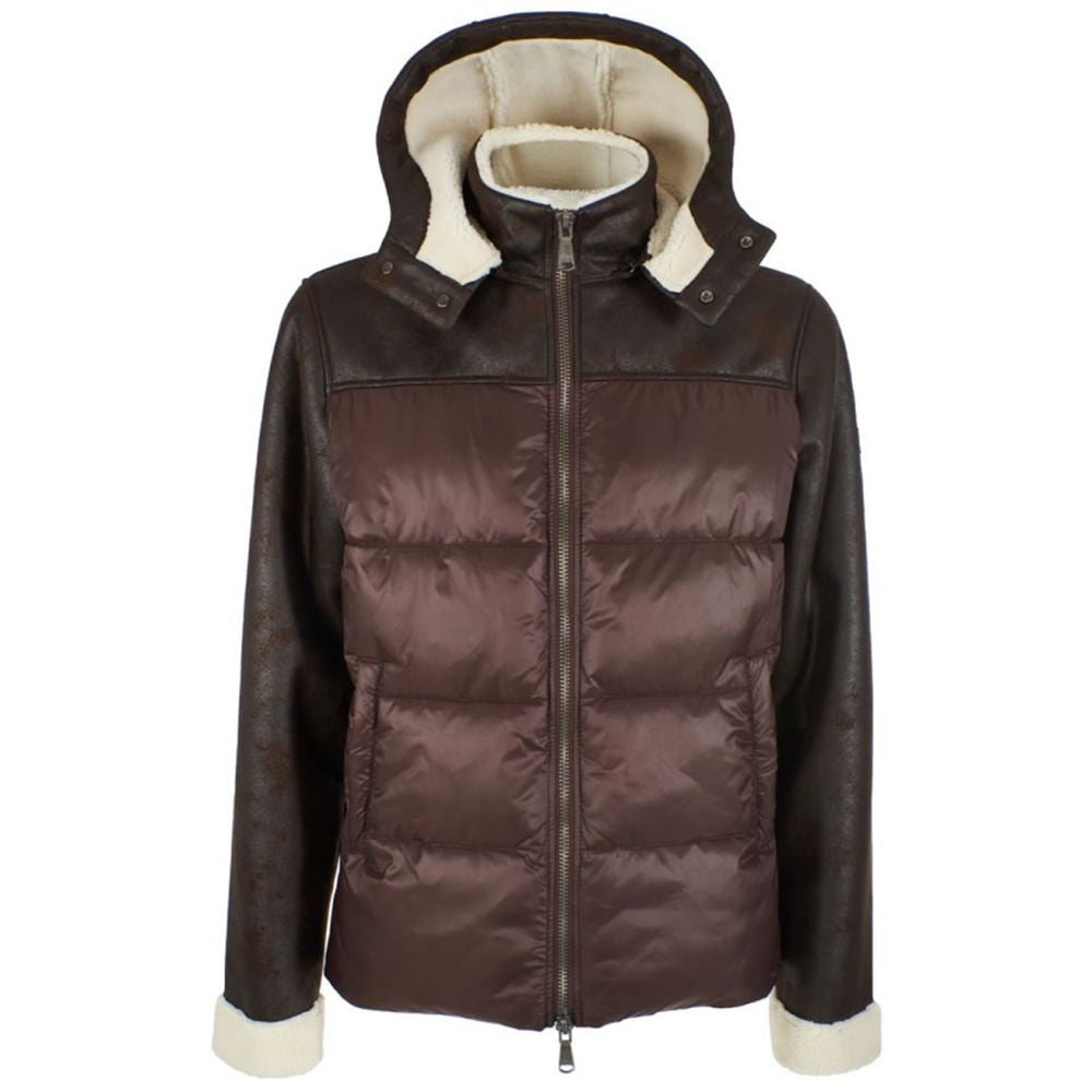 Brown Nylon Men's Quilted Jacket