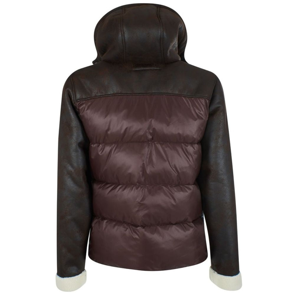 Brown Nylon Men's Quilted Jacket